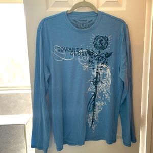 Light Blue Long Sleeve Graphic T-Shirt (Brand Express, Medium)